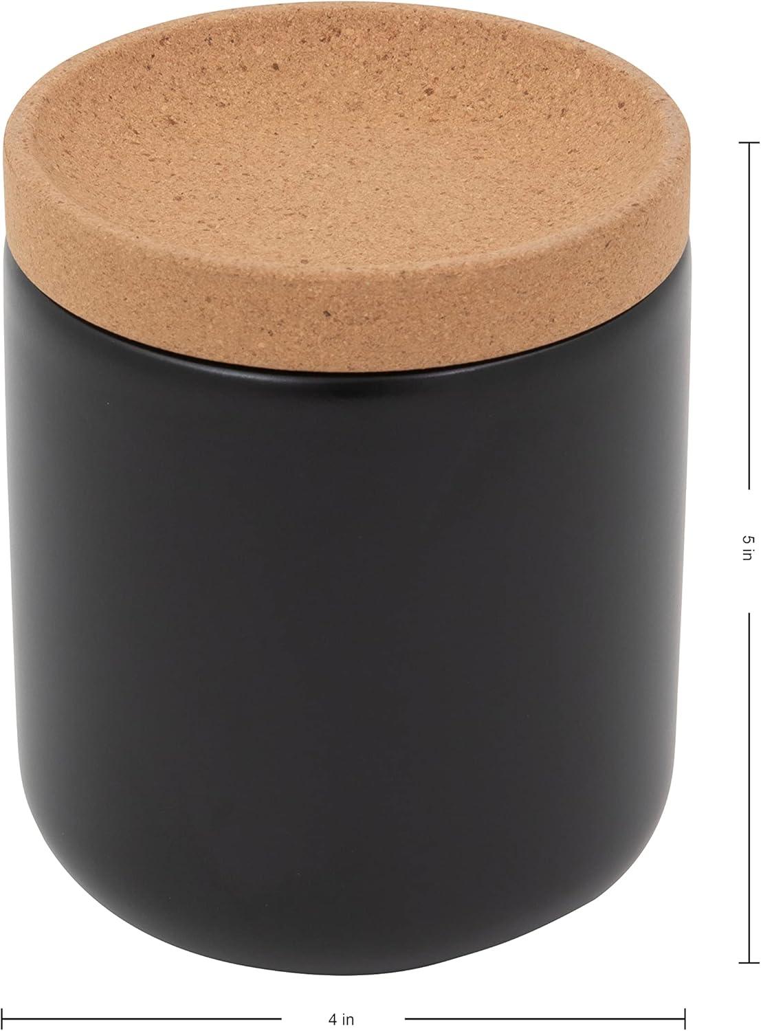 image:imageCeramic and Cork Breathable Garlic Keeper to Allow Air Flor for Freshness Stackable Space Saving Cork Lid Natural Cork and Red CeramicBlack
