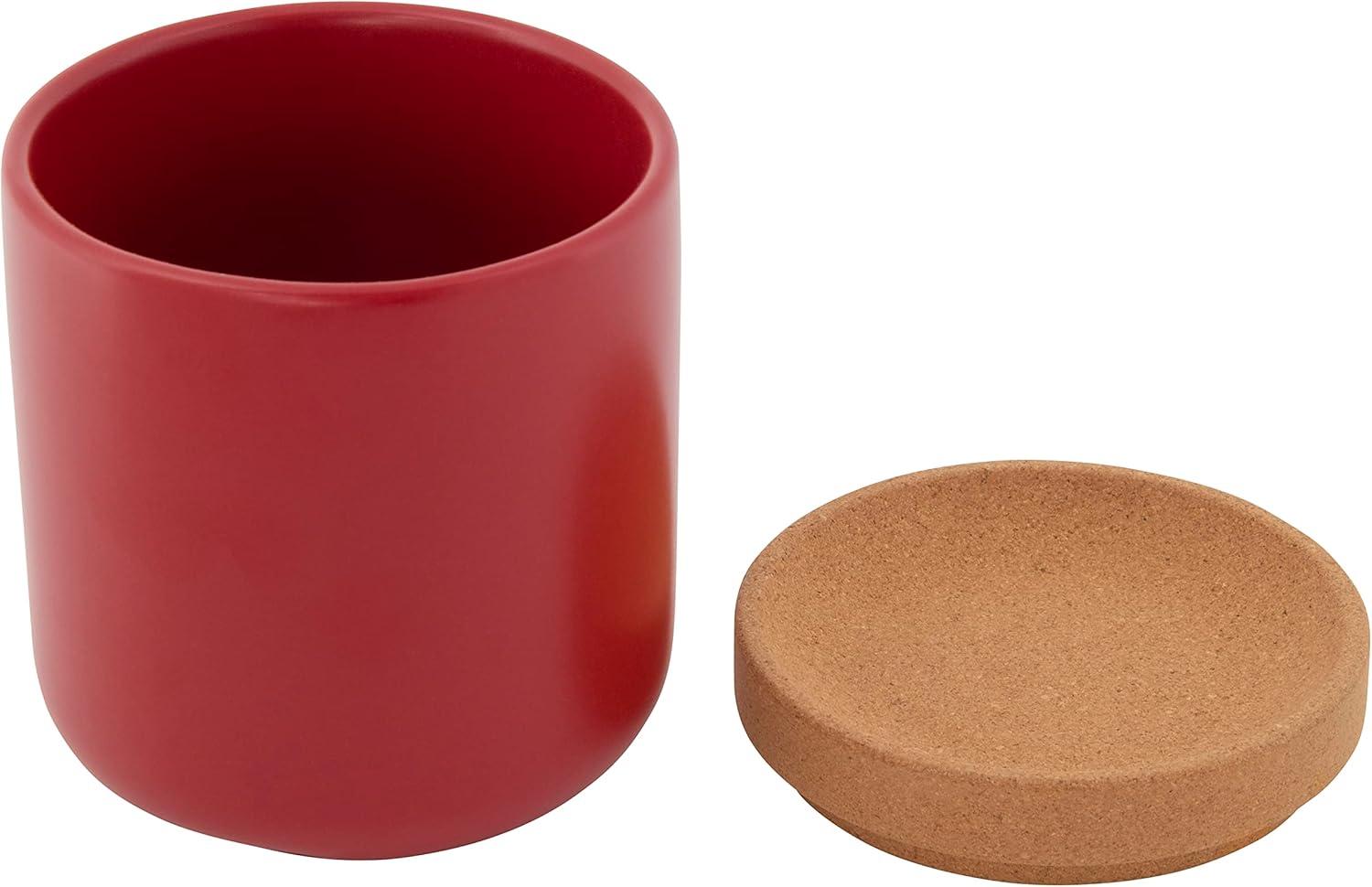 image:imageCeramic and Cork Breathable Garlic Keeper to Allow Air Flor for Freshness Stackable Space Saving Cork Lid Natural Cork and Red CeramicRed