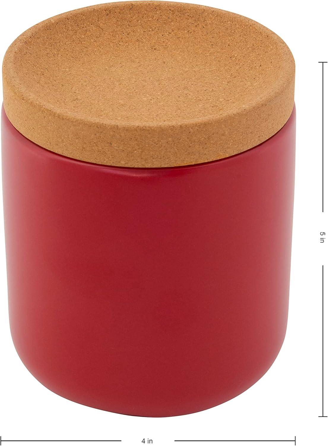 image:imageCeramic and Cork Breathable Garlic Keeper to Allow Air Flor for Freshness Stackable Space Saving Cork Lid Natural Cork and Red CeramicRed