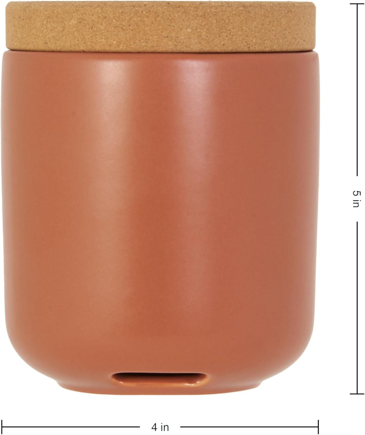 image:imageCeramic and Cork Breathable Garlic Keeper to Allow Air Flor for Freshness Stackable Space Saving Cork Lid Natural Cork and Red CeramicTerra Cotta