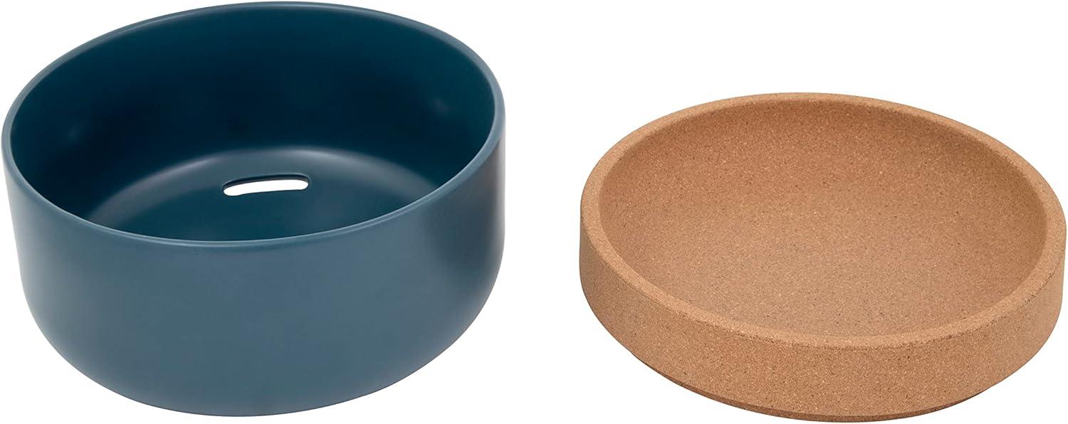 image:imageCeramic and Cork Large Breathable Produce Bowl with Lid to Naturally Extend Produce Freshness Natural Cork and Teal CeramicTeal