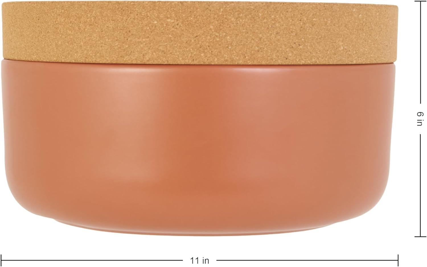 image:imageCeramic and Cork Large Breathable Produce Bowl with Lid to Naturally Extend Produce Freshness Natural Cork and Teal CeramicTerra Cotta