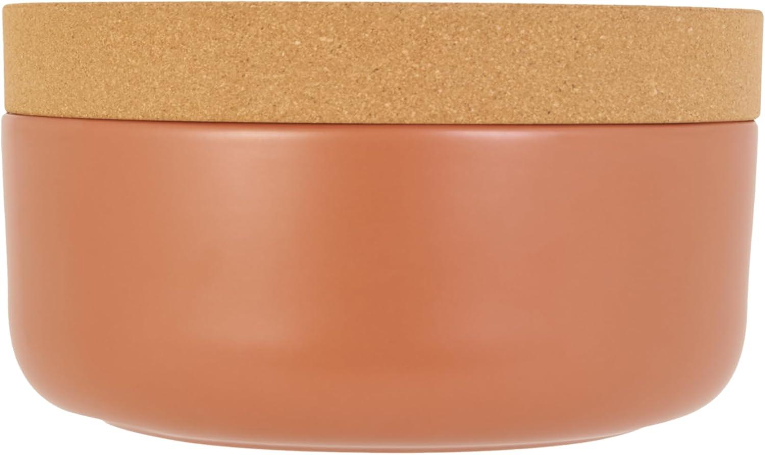 image:imageCeramic and Cork Large Breathable Produce Bowl with Lid to Naturally Extend Produce Freshness Natural Cork and Teal CeramicTerra Cotta