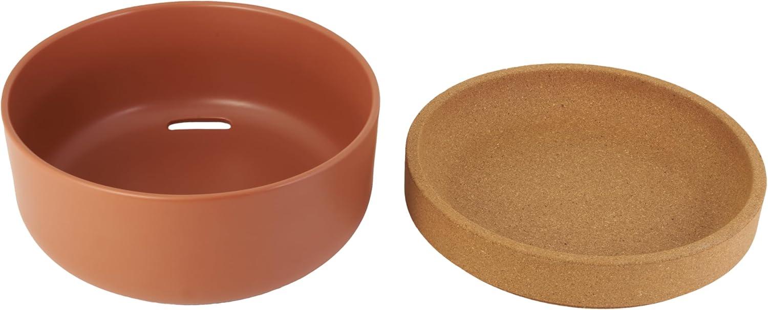 image:imageCeramic and Cork Large Breathable Produce Bowl with Lid to Naturally Extend Produce Freshness Natural Cork and Teal CeramicTerra Cotta
