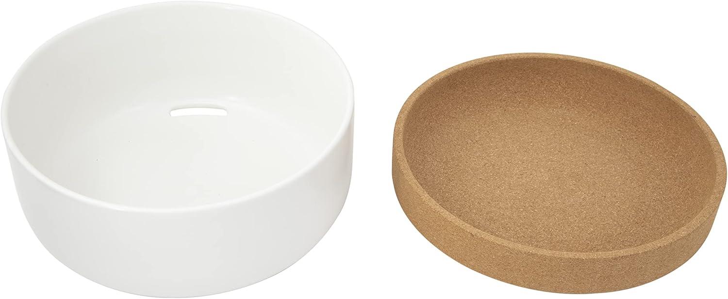image:imageCeramic and Cork Large Breathable Produce Bowl with Lid to Naturally Extend Produce Freshness Natural Cork and Teal CeramicWhite