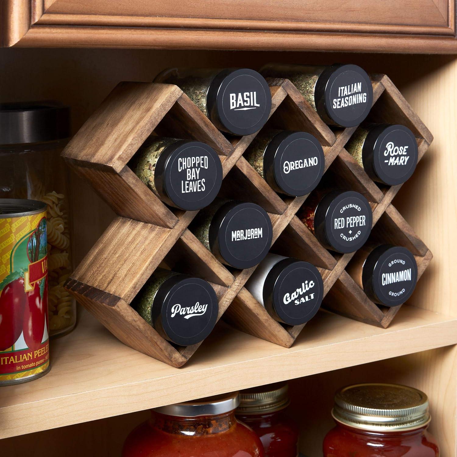 image:imageKamenstein 18 Jar CrissCross 2in1 Spice Organizer for Countertop or Wall with Spices Included FREE Spice Refills for 5 Years Bamboo with Black Caps10Jar