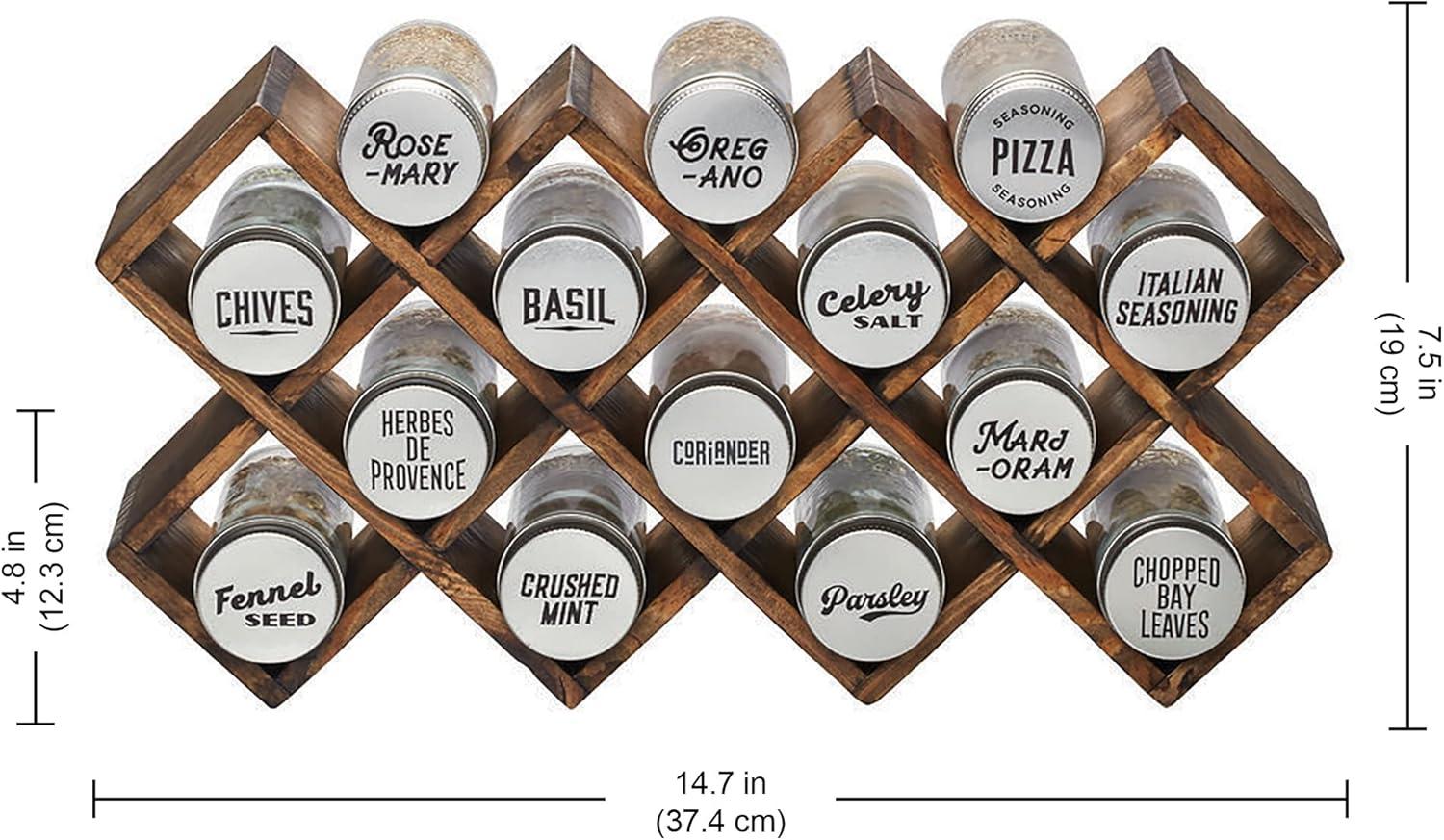 image:imageKamenstein 18 Jar CrissCross 2in1 Spice Organizer for Countertop or Wall with Spices Included FREE Spice Refills for 5 Years Bamboo with Black Caps14Jar