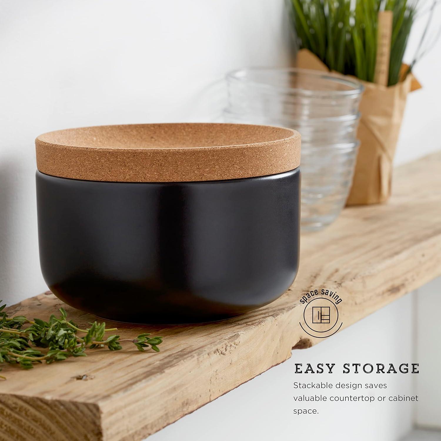 image:imageKamenstein Ceramic and Cork Salt Pig with Easy Lift Lid for Easy Access BlackBlack