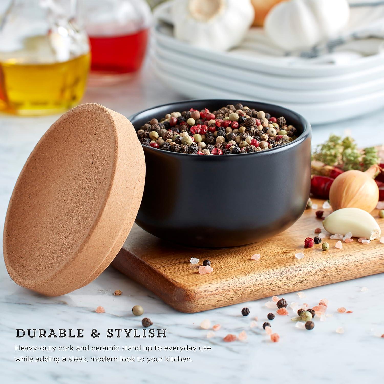 image:imageKamenstein Ceramic and Cork Salt Pig with Easy Lift Lid for Easy Access BlackBlack