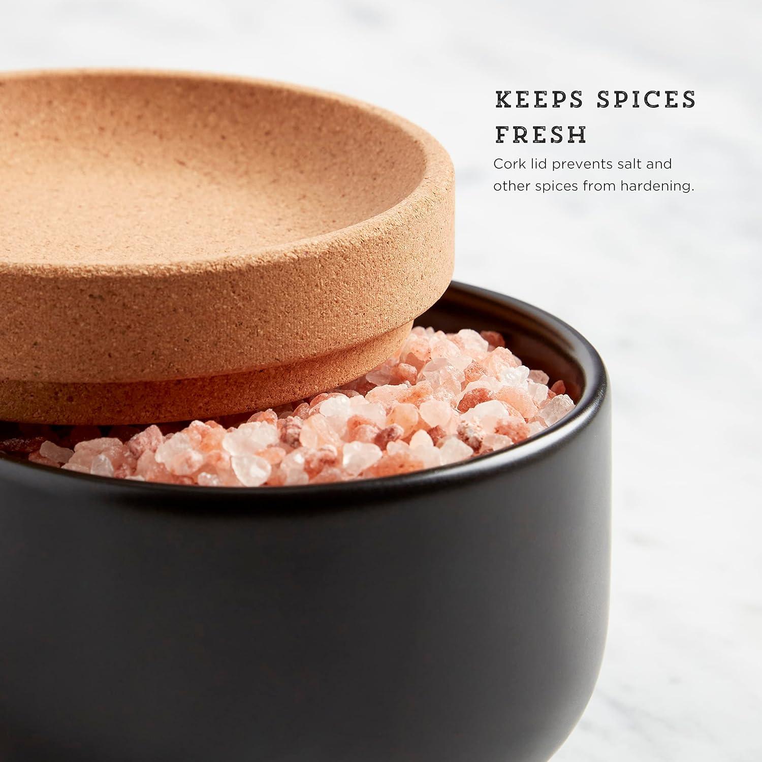 image:imageKamenstein Ceramic and Cork Salt Pig with Easy Lift Lid for Easy Access BlackBlack
