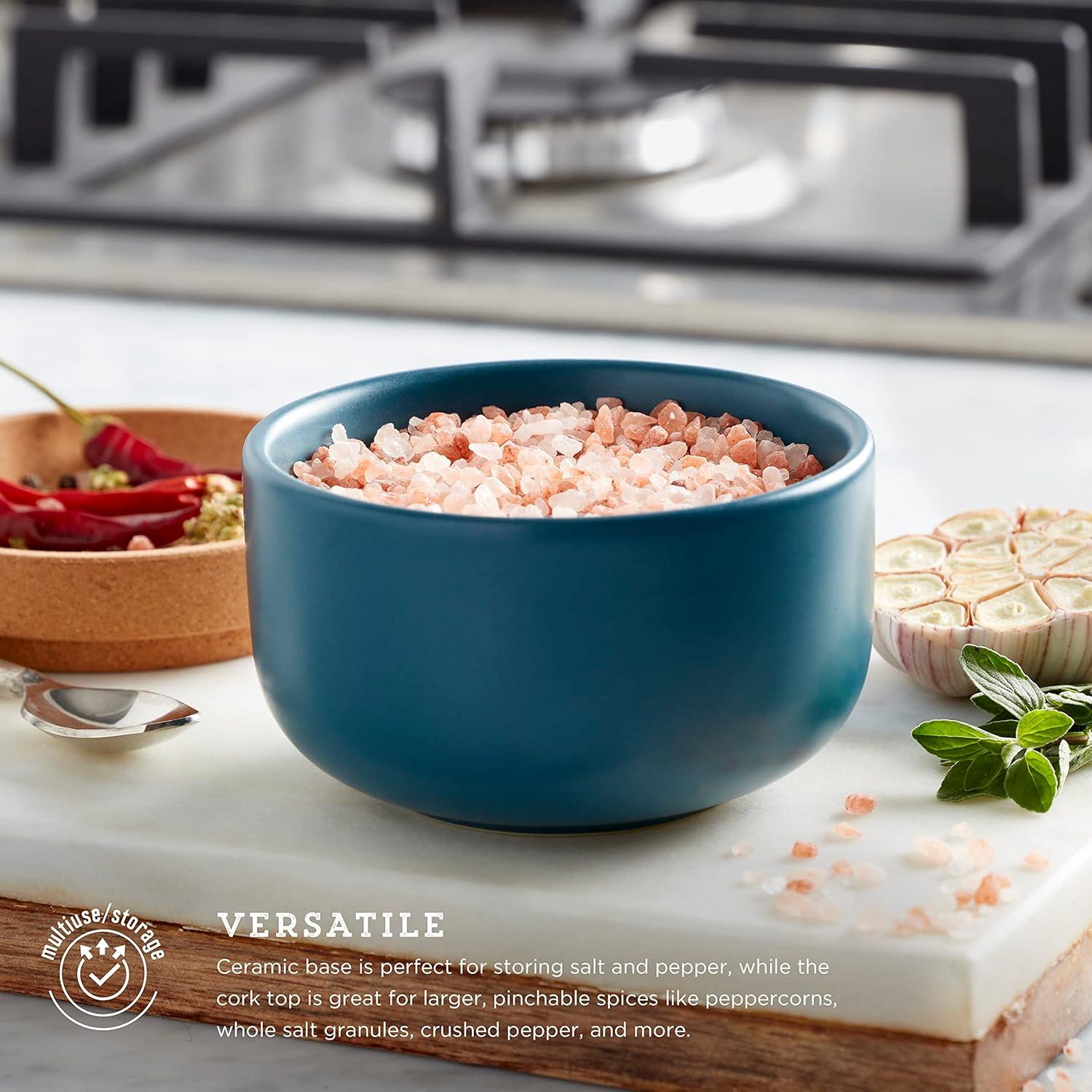 image:imageKamenstein Ceramic and Cork Salt Pig with Easy Lift Lid for Easy Access BlackTeal