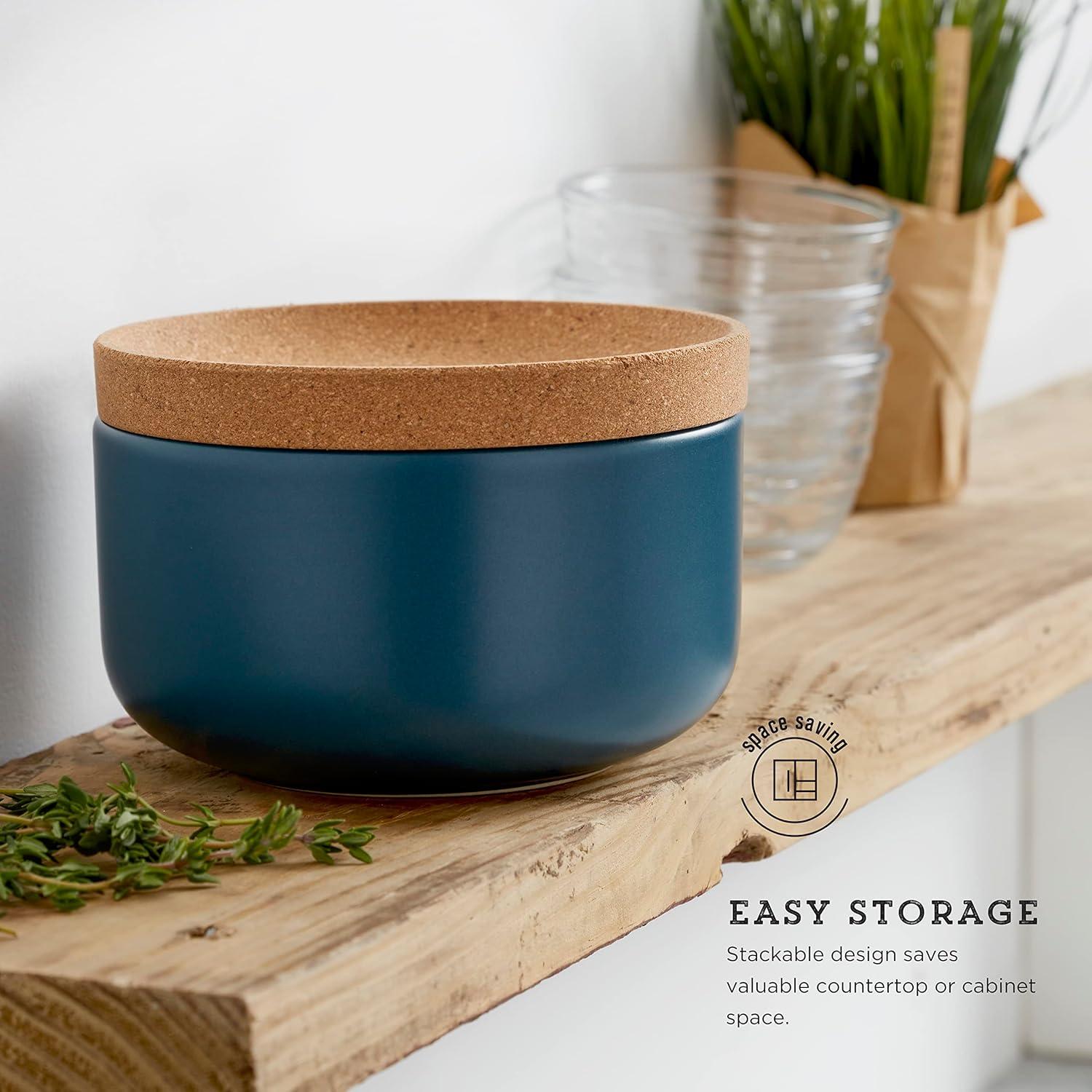 image:imageKamenstein Ceramic and Cork Salt Pig with Easy Lift Lid for Easy Access BlackTeal