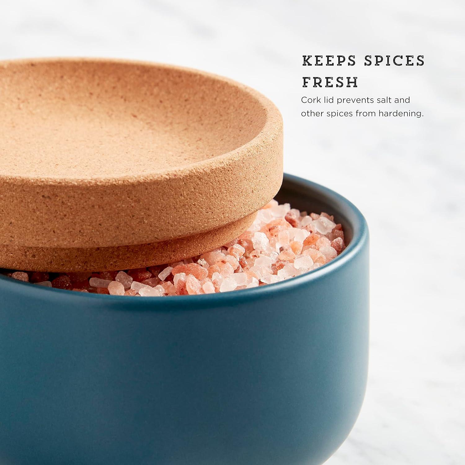 image:imageKamenstein Ceramic and Cork Salt Pig with Easy Lift Lid for Easy Access BlackTeal