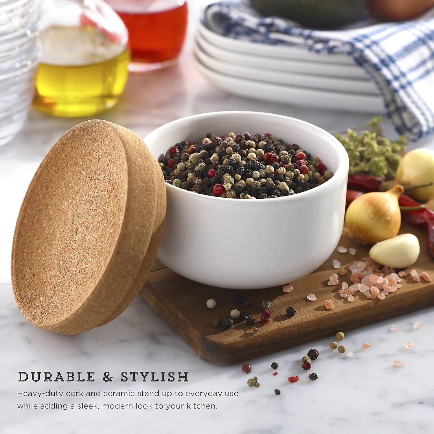 image:imageKamenstein Ceramic and Cork Salt Pig with Easy Lift Lid for Easy Access BlackWhite