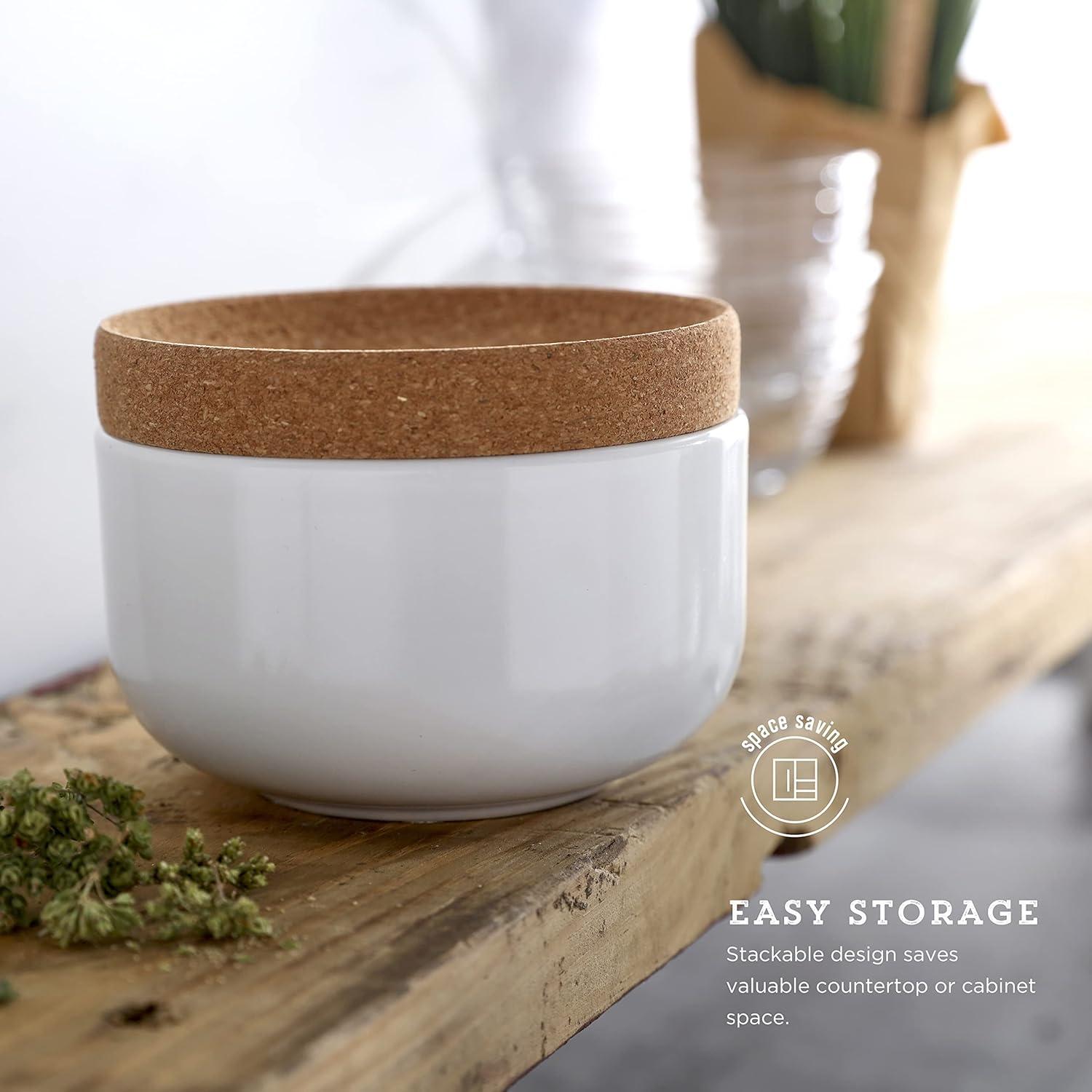 image:imageKamenstein Ceramic and Cork Salt Pig with Easy Lift Lid for Easy Access BlackWhite
