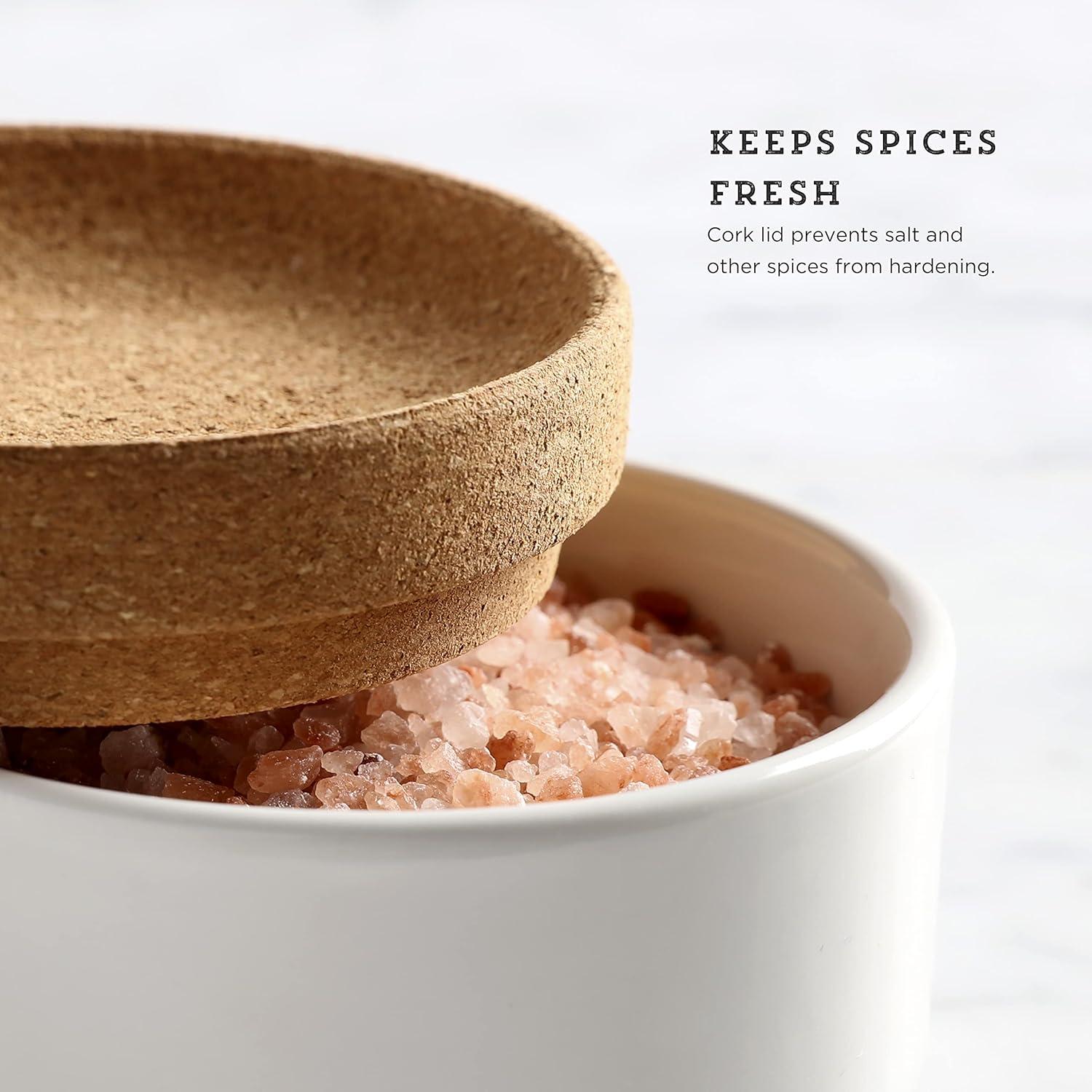 image:imageKamenstein Ceramic and Cork Salt Pig with Easy Lift Lid for Easy Access BlackWhite