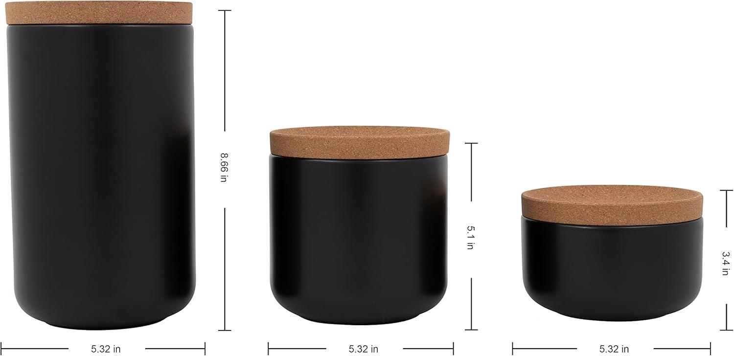 image:imageKamenstein Ceramic and Cork Set of 3 Stackable Canisters 12 qt 1 qt 2 qt WhiteBlack