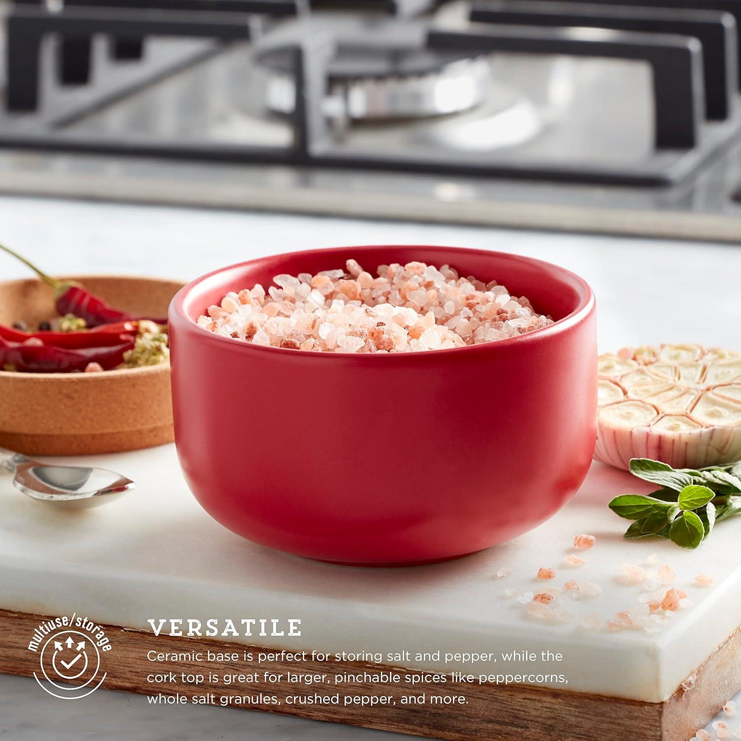 image:imageKamenstein Ceramic and Cork Set of 3 Stackable Canisters 12 qt 1 qt 2 qt WhiteRed