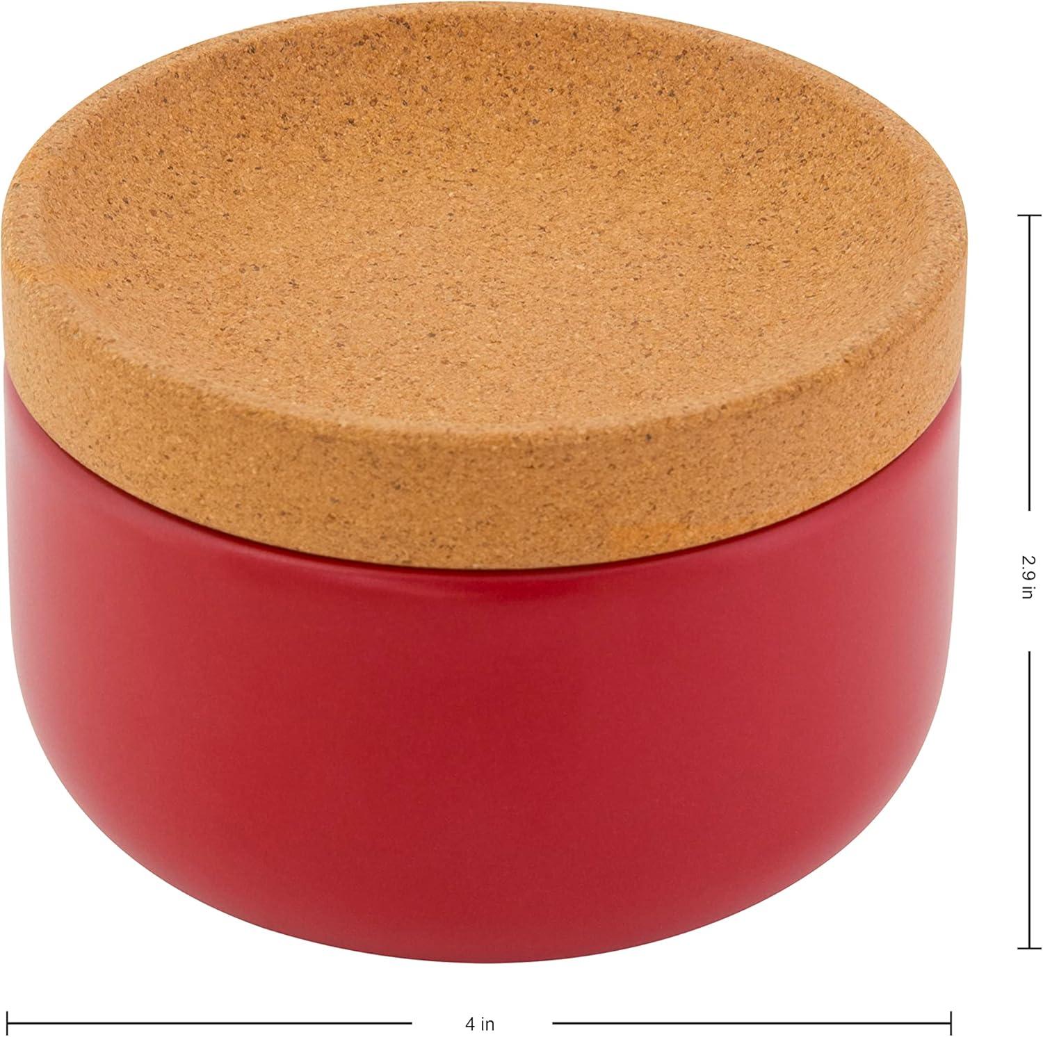 image:imageKamenstein Ceramic and Cork Set of 3 Stackable Canisters 12 qt 1 qt 2 qt WhiteRed