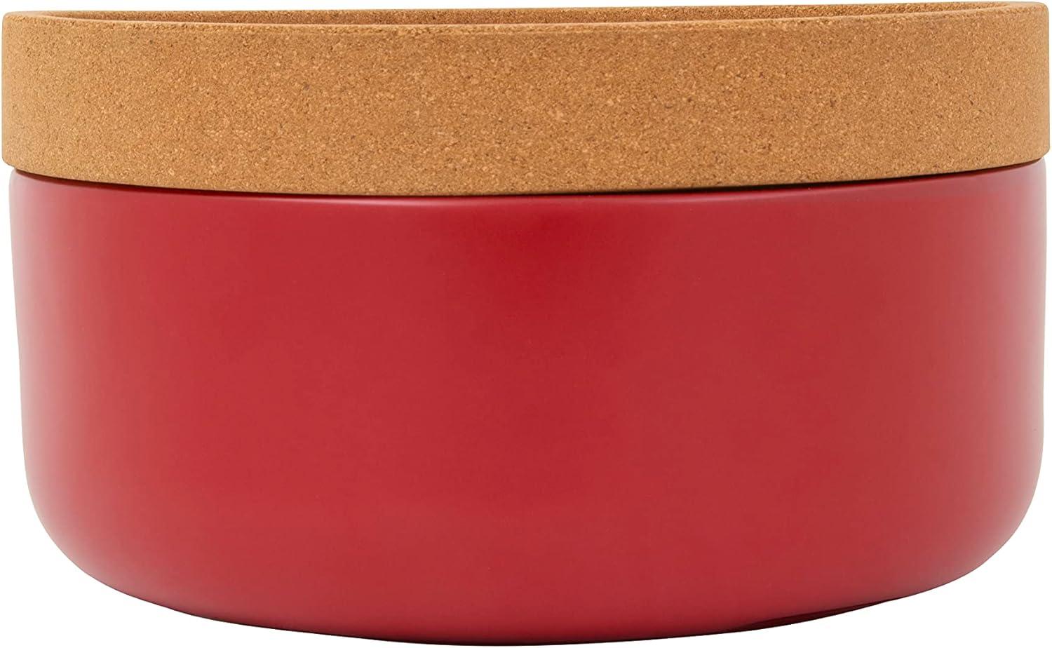 image:imageKamenstein Ceramic and Cork Set of 3 Stackable Canisters 12 qt 1 qt 2 qt WhiteRed