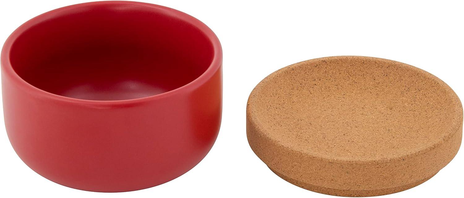 image:imageKamenstein Ceramic and Cork Set of 3 Stackable Canisters 12 qt 1 qt 2 qt WhiteRed