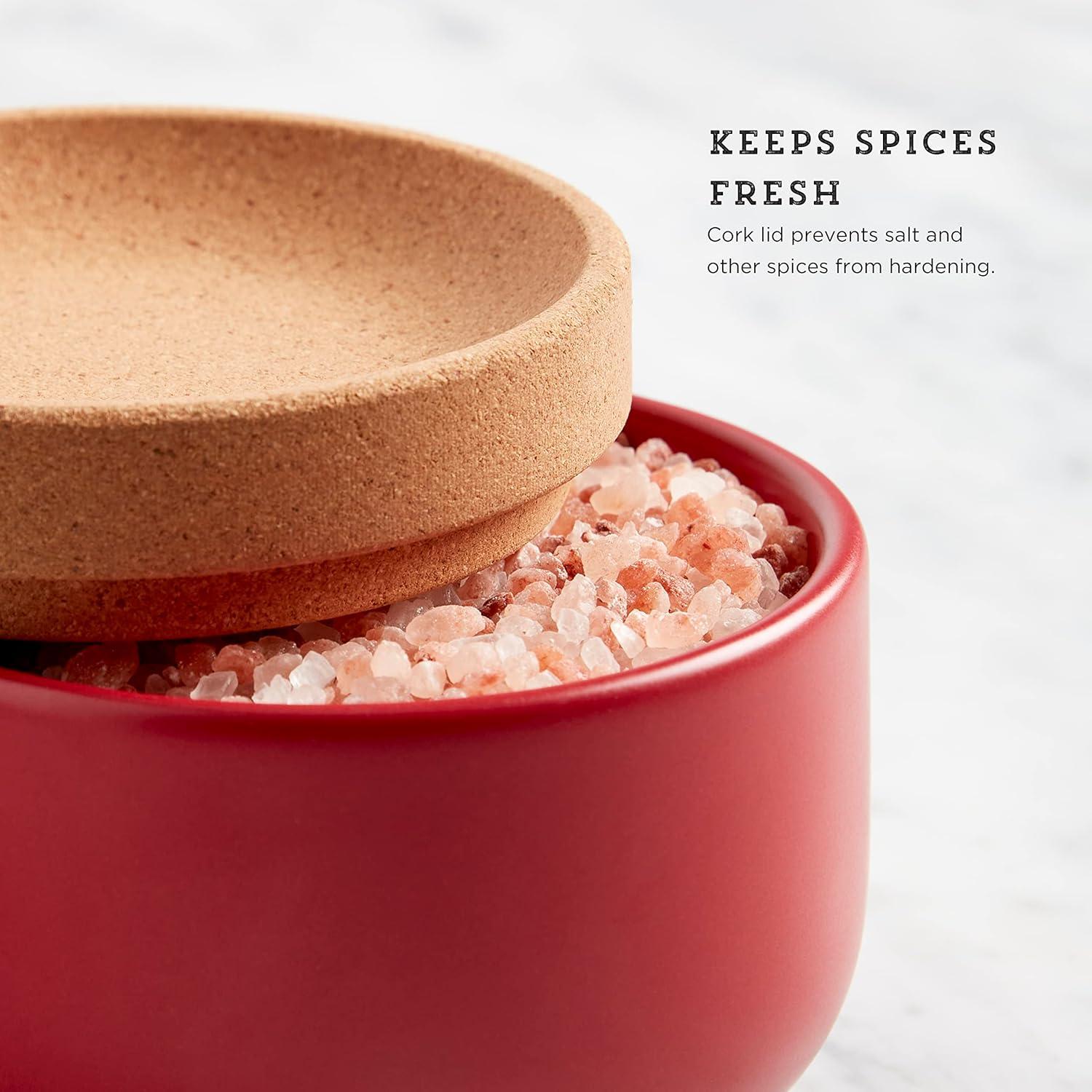 image:imageKamenstein Ceramic and Cork Set of 3 Stackable Canisters 12 qt 1 qt 2 qt WhiteRed