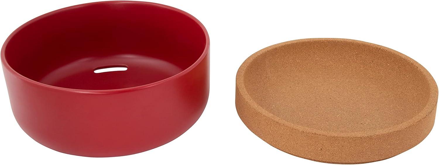 image:imageKamenstein Ceramic and Cork Set of 3 Stackable Canisters 12 qt 1 qt 2 qt WhiteRed