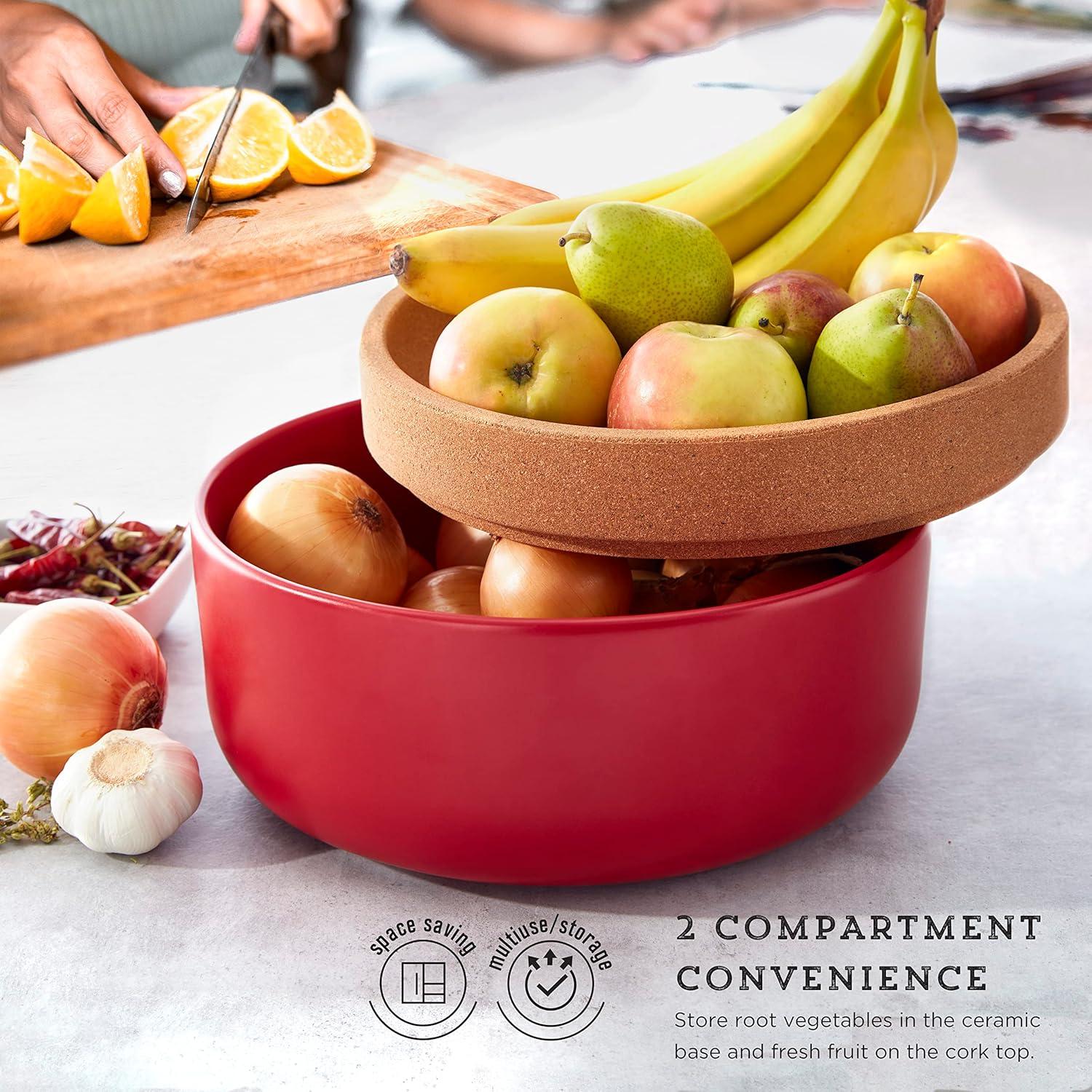 image:imageKamenstein Ceramic and Cork Set of 3 Stackable Canisters 12 qt 1 qt 2 qt WhiteRed