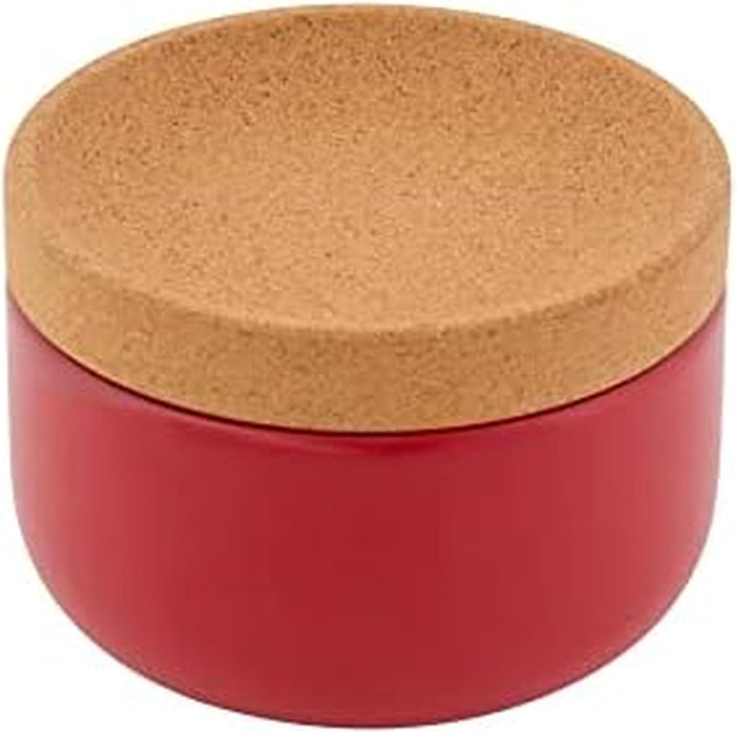 image:imageKamenstein Ceramic and Cork Set of 3 Stackable Canisters 12 qt 1 qt 2 qt WhiteRed