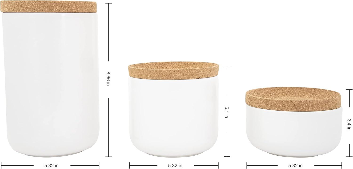 image:imageKamenstein Ceramic and Cork Set of 3 Stackable Canisters 12 qt 1 qt 2 qt WhiteWhite