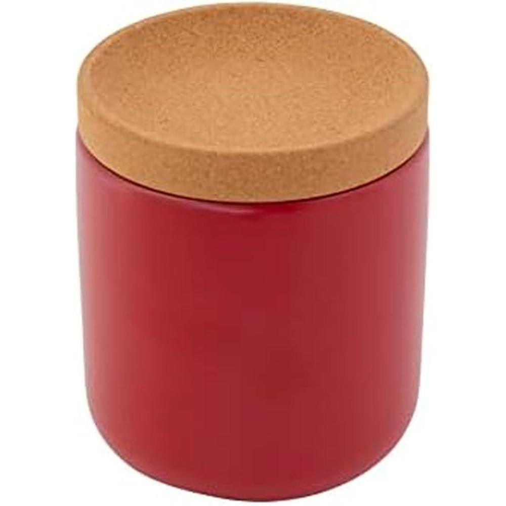 image:imageCeramic and Cork Breathable Garlic Keeper to Allow Air Flor for Freshness Stackable Space Saving Cork Lid Natural Cork and Red CeramicRed