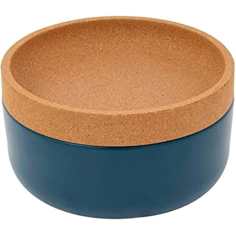image:imageCeramic and Cork Large Breathable Produce Bowl with Lid to Naturally Extend Produce Freshness Natural Cork and Teal CeramicTeal