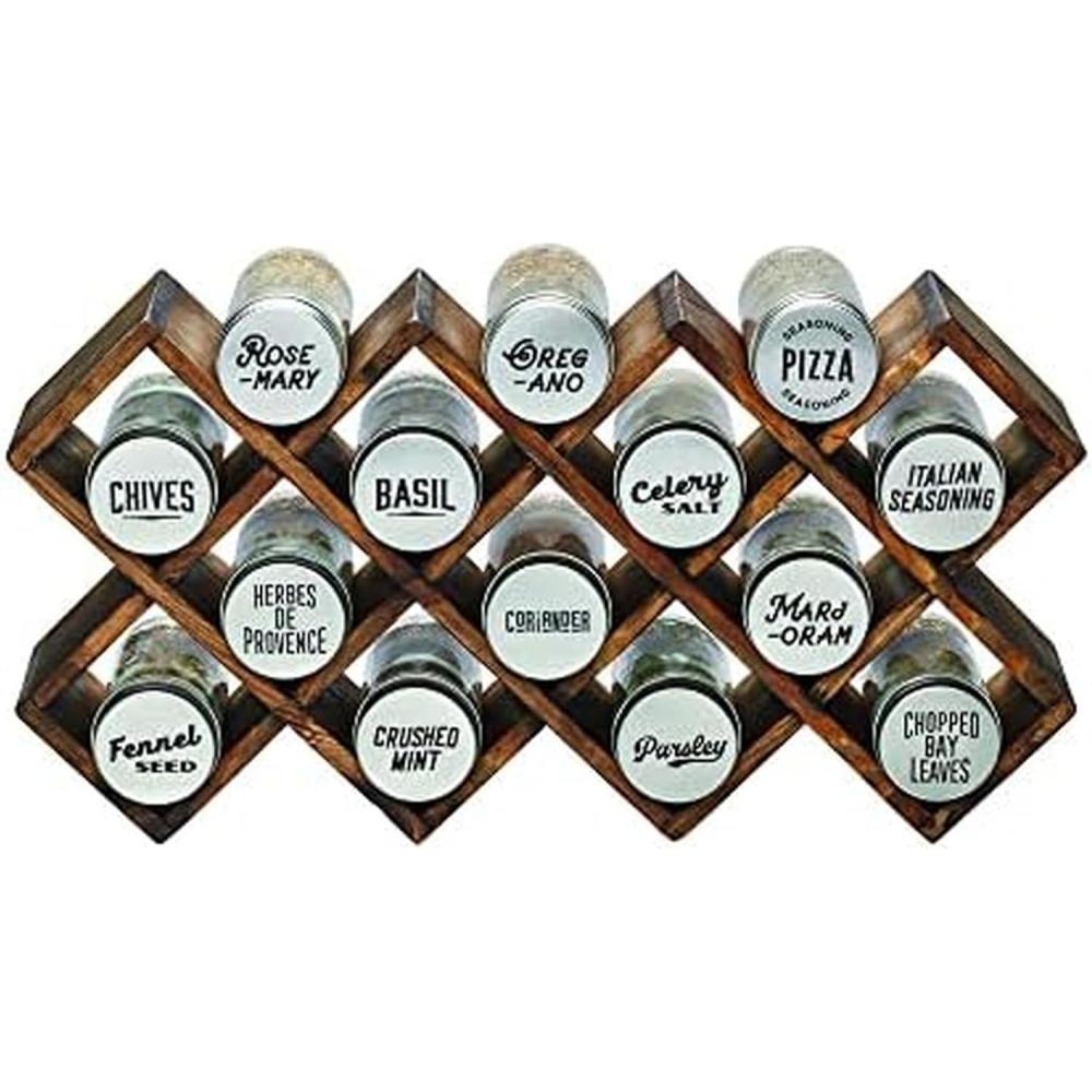 image:imageKamenstein 18 Jar CrissCross 2in1 Spice Organizer for Countertop or Wall with Spices Included FREE Spice Refills for 5 Years Bamboo with Black Caps14Jar