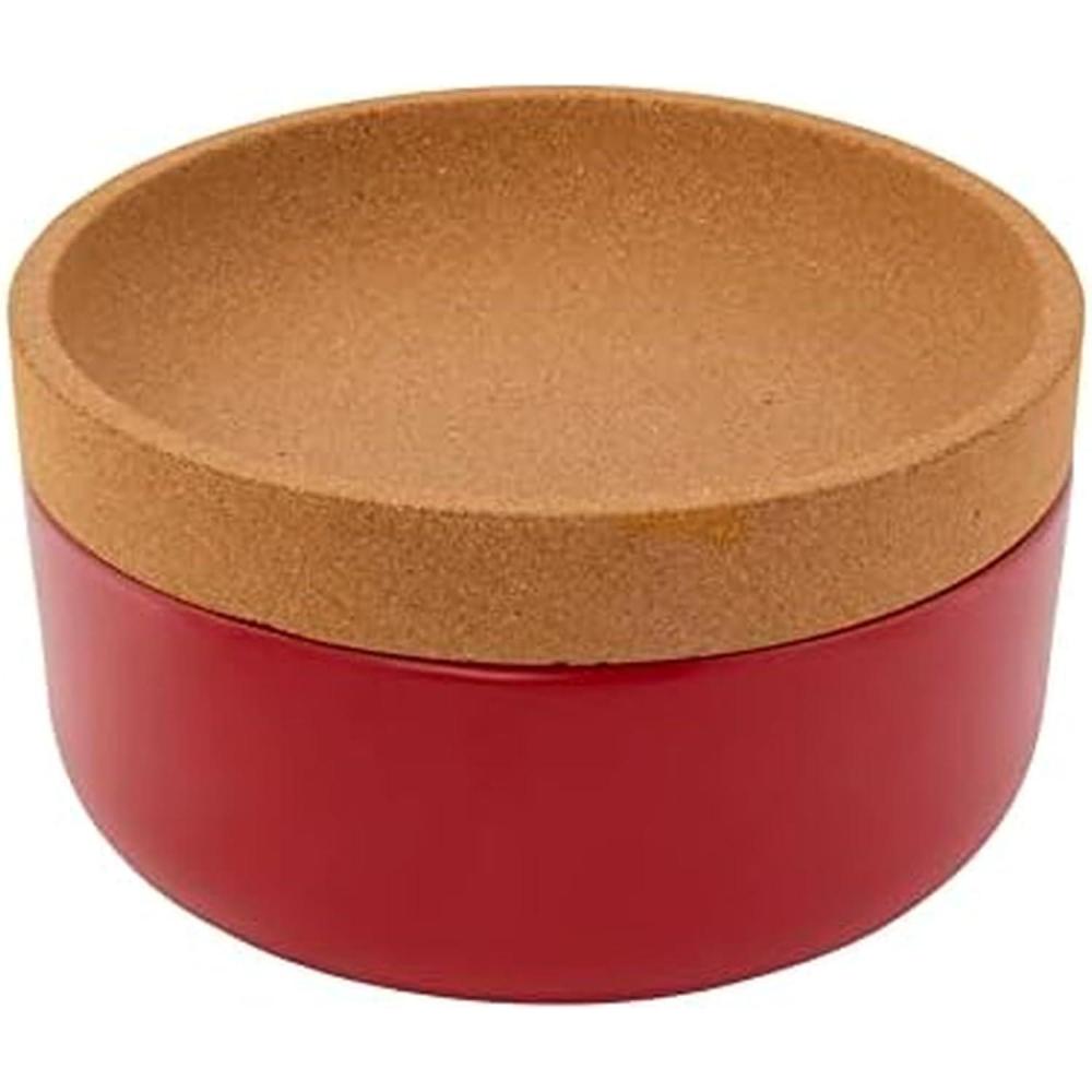 image:imageKamenstein Ceramic and Cork Set of 3 Stackable Canisters 12 qt 1 qt 2 qt WhiteRed
