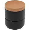 image:imageCeramic and Cork 3 Piece Stackable Salt and Pepper Cellar For Countertop Space Saving Easy Lift Lid to Retain Freshness Natural Cork and Teal CeramicBlack