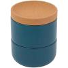 image:imageCeramic and Cork 3 Piece Stackable Salt and Pepper Cellar For Countertop Space Saving Easy Lift Lid to Retain Freshness Natural Cork and Teal CeramicTeal