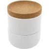 image:imageCeramic and Cork 3 Piece Stackable Salt and Pepper Cellar For Countertop Space Saving Easy Lift Lid to Retain Freshness Natural Cork and Teal CeramicWhite