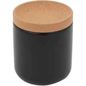 Ceramic and Cork Breathable Garlic Keeper to Allow Air Flor for Freshness, Stackable Space Saving Cork Lid, Natural Cork and Red Ceramic(Black)