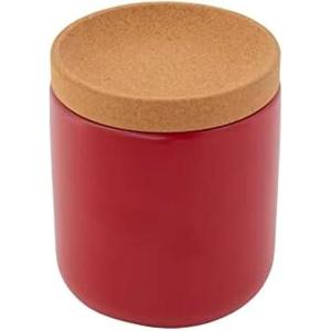 Ceramic and Cork Breathable Garlic Keeper to Allow Air Flor for Freshness, Stackable Space Saving Cork Lid, Natural Cork and Red Ceramic(Red)