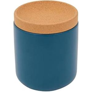Ceramic and Cork Breathable Garlic Keeper to Allow Air Flor for Freshness, Stackable Space Saving Cork Lid, Natural Cork and Red Ceramic(Teal)