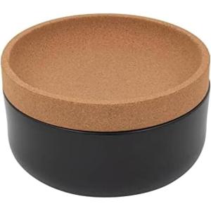 Ceramic and Cork Large Breathable Produce Bowl with Lid to Naturally Extend Produce Freshness, Natural Cork and Teal Ceramic(Black)