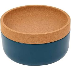 Ceramic and Cork Large Breathable Produce Bowl with Lid to Naturally Extend Produce Freshness, Natural Cork and Teal Ceramic(Teal)