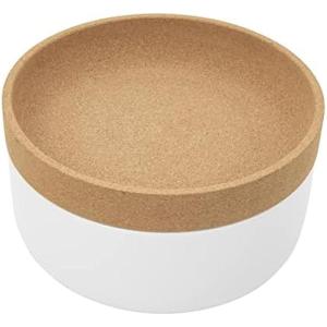 Ceramic and Cork Large Breathable Produce Bowl with Lid to Naturally Extend Produce Freshness, Natural Cork and Teal Ceramic(White)