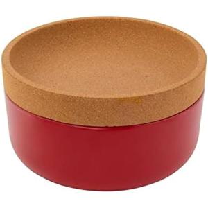 Kamenstein Ceramic and Cork Set of 3 Stackable Canisters, 1/2 qt, 1 qt, 2 qt, White(Red)