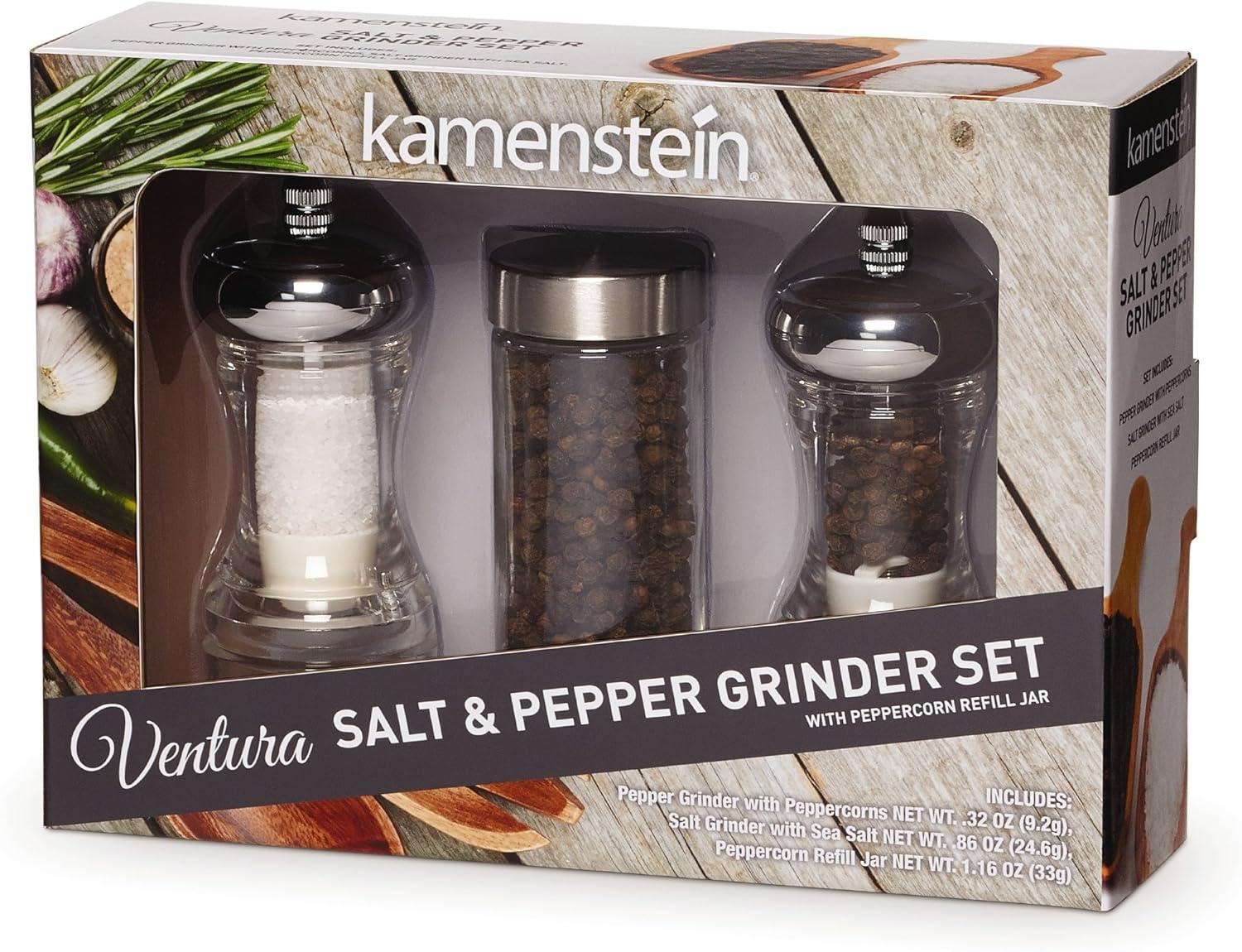 image:imageKAMENSTEIN Dual Plastic Grinder Filled with Sea Salt and Pepper Chrome