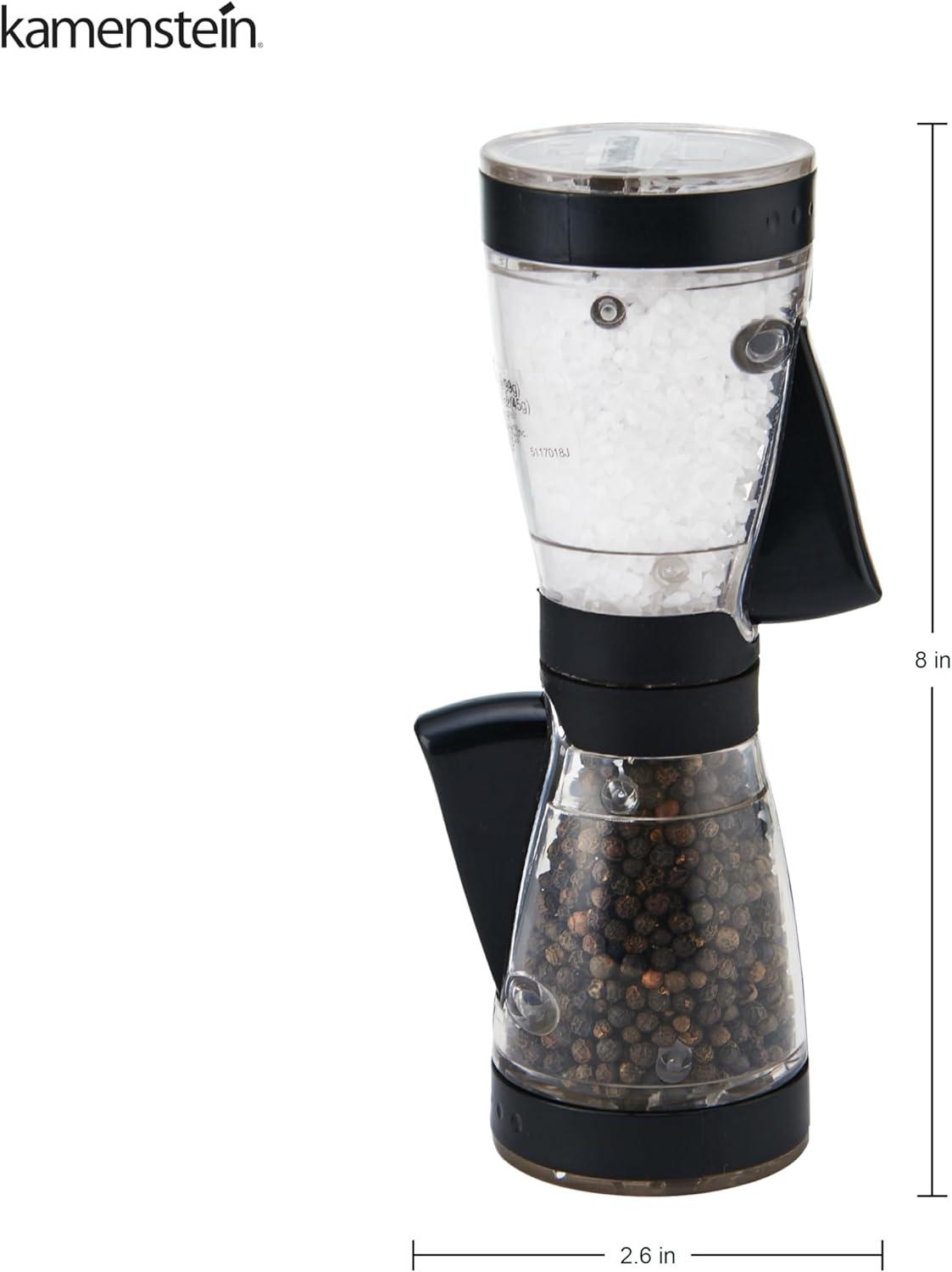 image:imageKAMENSTEIN OneHanded 2ina1 Dual Salt and Pepper GrinderAdjustable and Refillable 8Inch Black