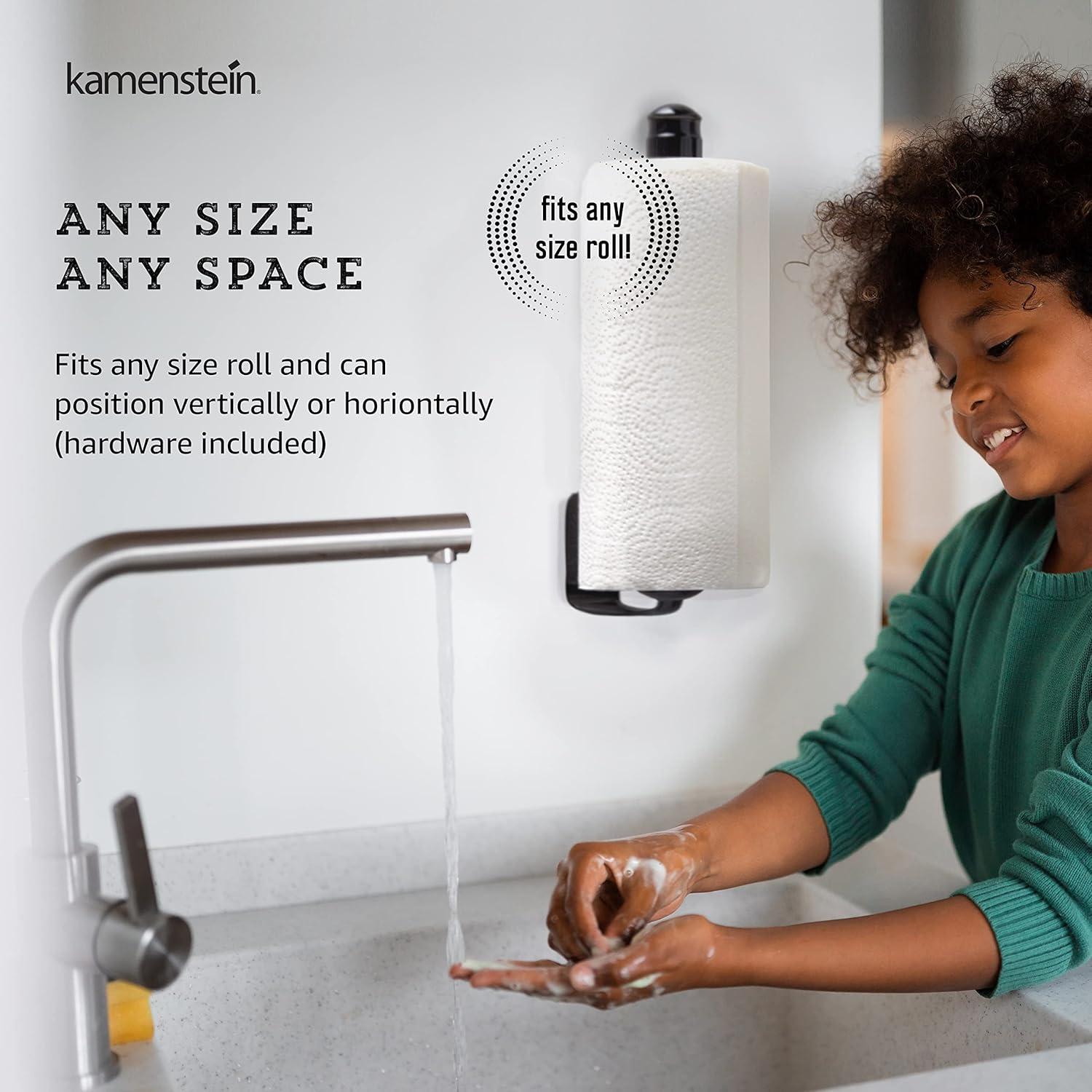 image:imageKamenstein 5136780 Perfect Tear Patented Wall Mount Paper Towel Holder with Rounded Finial 14Inch Black14Inch