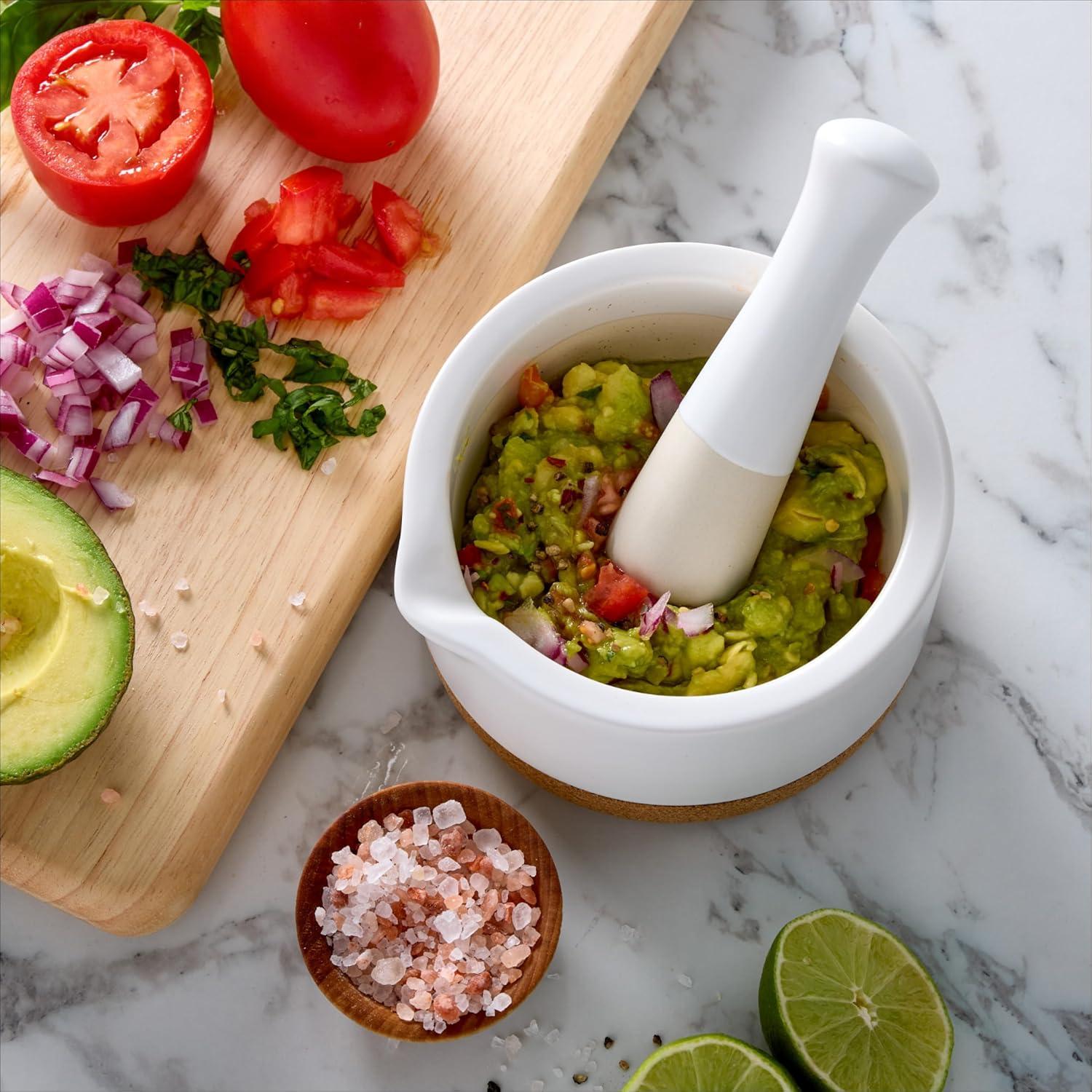 image:imageKamenstein Ceramic and Cork Mortar and Pestle Set 54 Inch Diameter Stain Resistant NonSlip Cork Base Modern Kitchen Design for Spices Herbs Garlic Guacamole