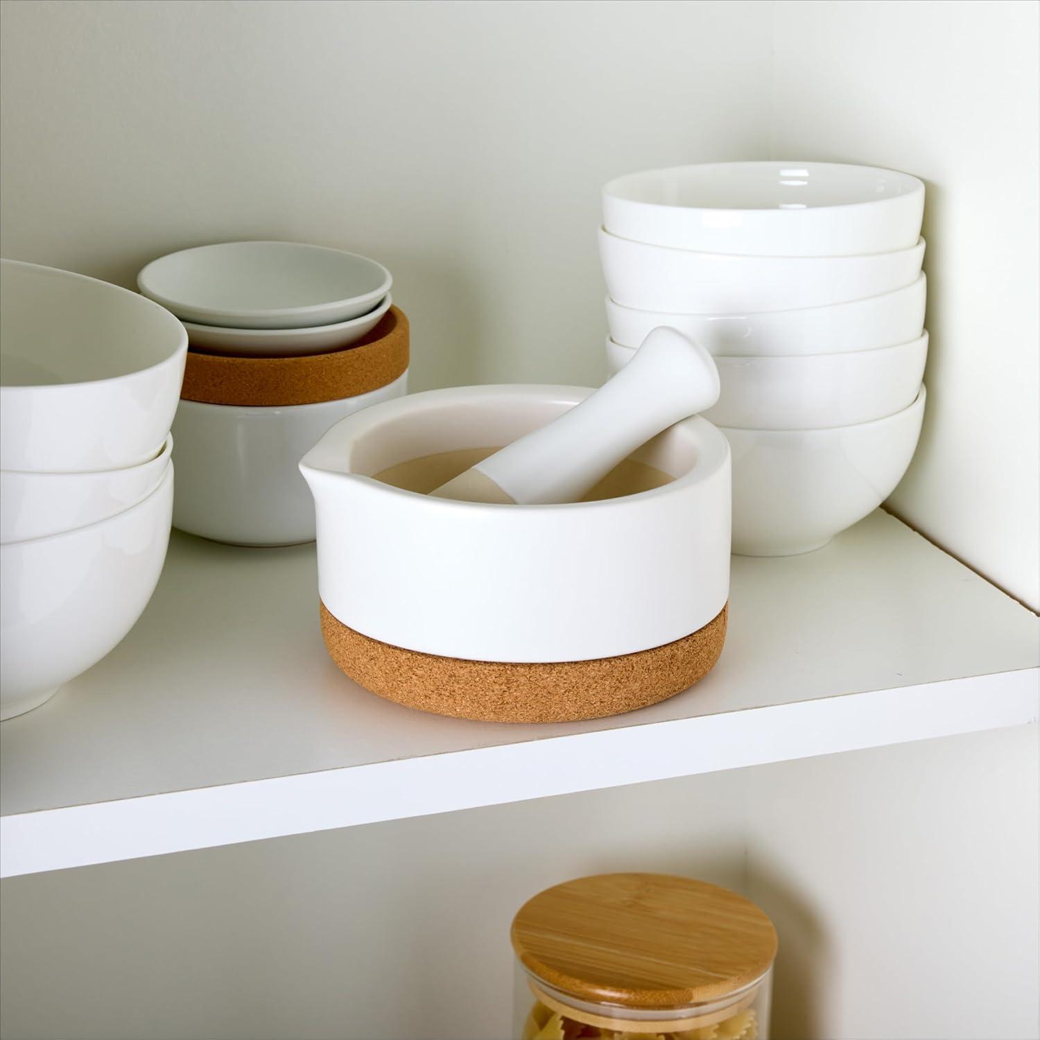 image:imageKamenstein Ceramic and Cork Mortar and Pestle Set 54 Inch Diameter Stain Resistant NonSlip Cork Base Modern Kitchen Design for Spices Herbs Garlic Guacamole