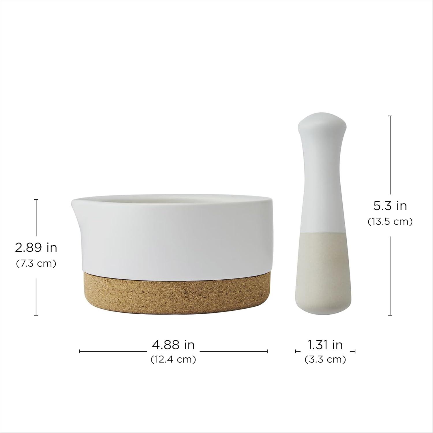 image:imageKamenstein Ceramic and Cork Mortar and Pestle Set 54 Inch Diameter Stain Resistant NonSlip Cork Base Modern Kitchen Design for Spices Herbs Garlic Guacamole